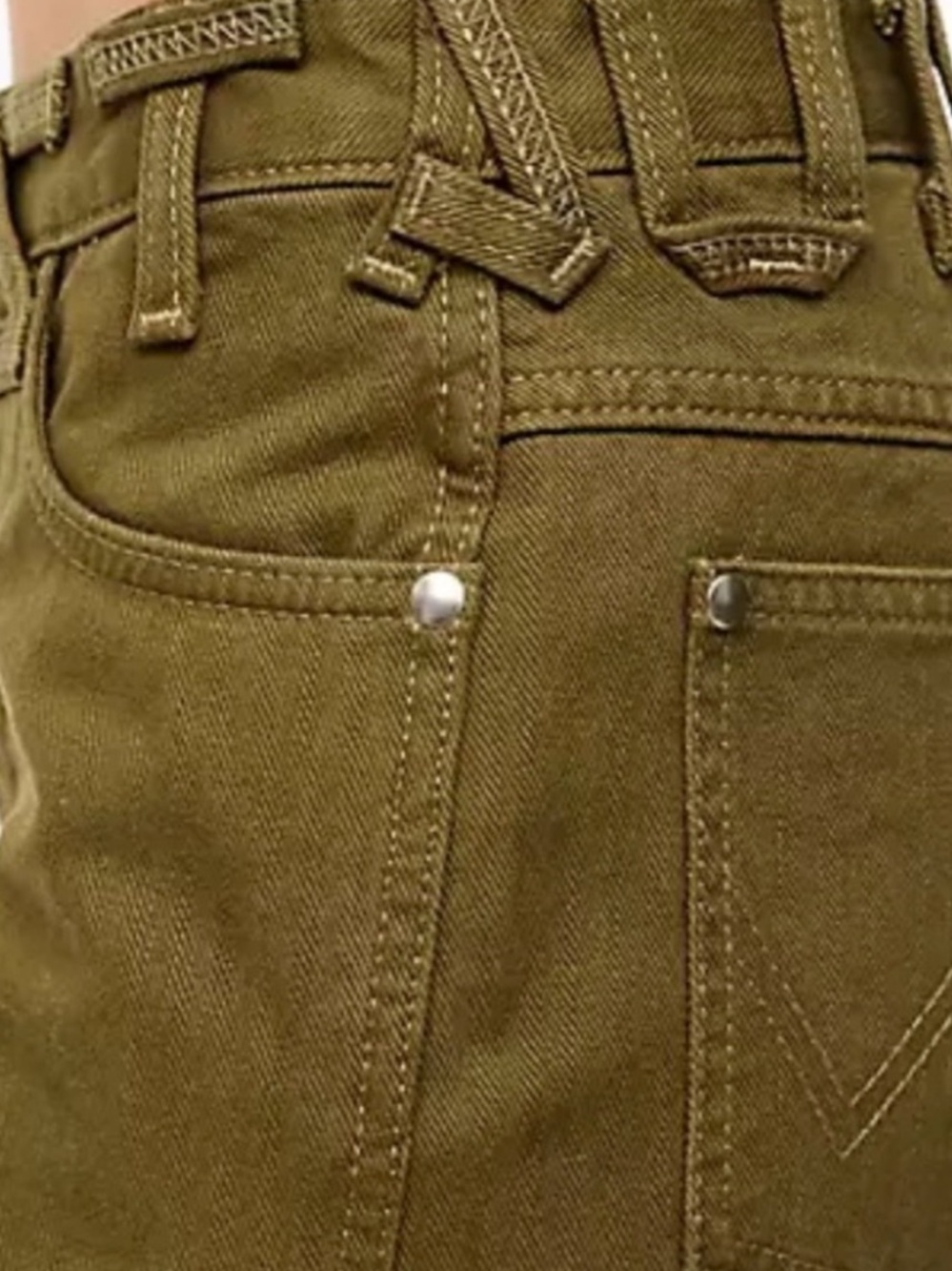 NWT STAUD X Wrangler The Loose WIde Leg Jean in Sergeant Sz 27 Army Green - Picture 2 of 15